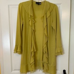 Antthony Organic acid yellow ruffle trim cardigan
